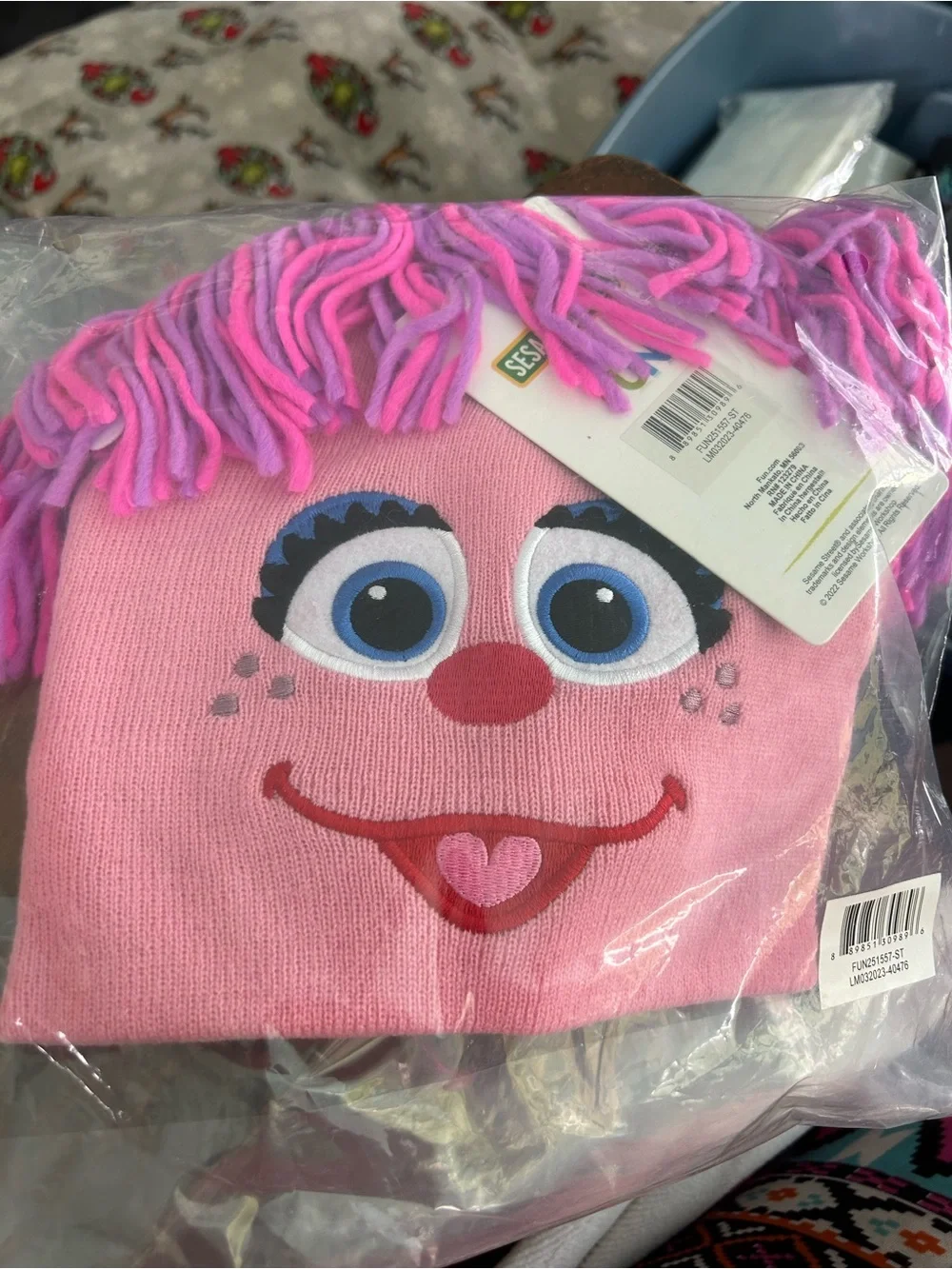 Disney Pink Knit Character Beanie with Yarn Fringe